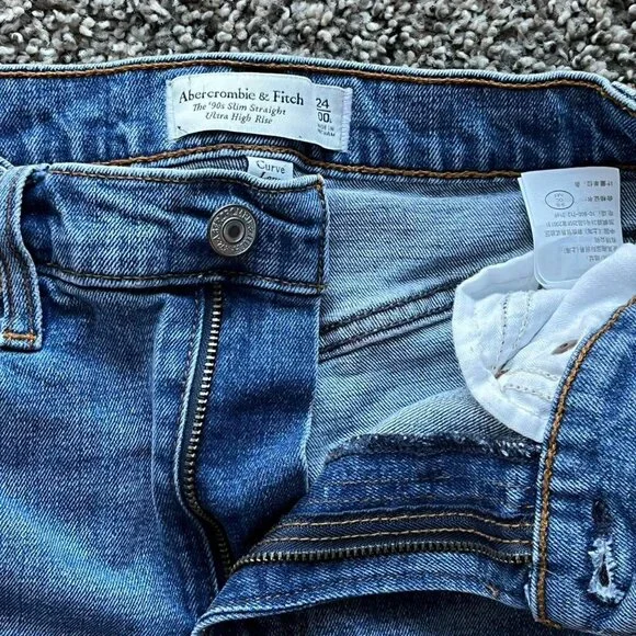 Abercrombie Fitch Blue High Rise, Skinny Jeans, Women's 24 Denim Jeans - Picture 2 of 7